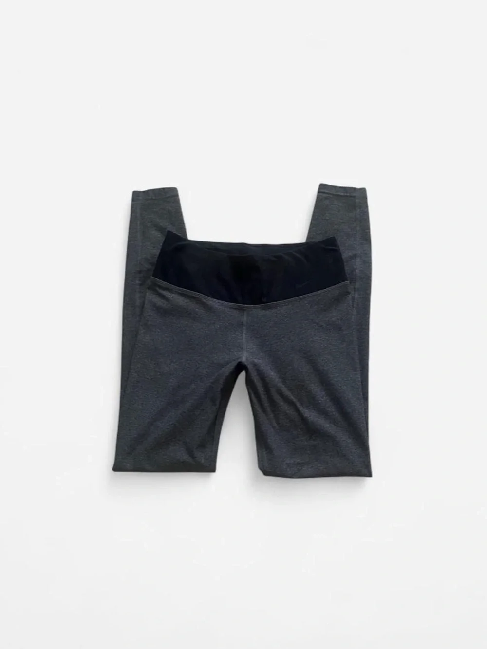 Nike Dri-FIT Low Rise Leggings - Dark Heather Gray / Black Waistband - Size Smal